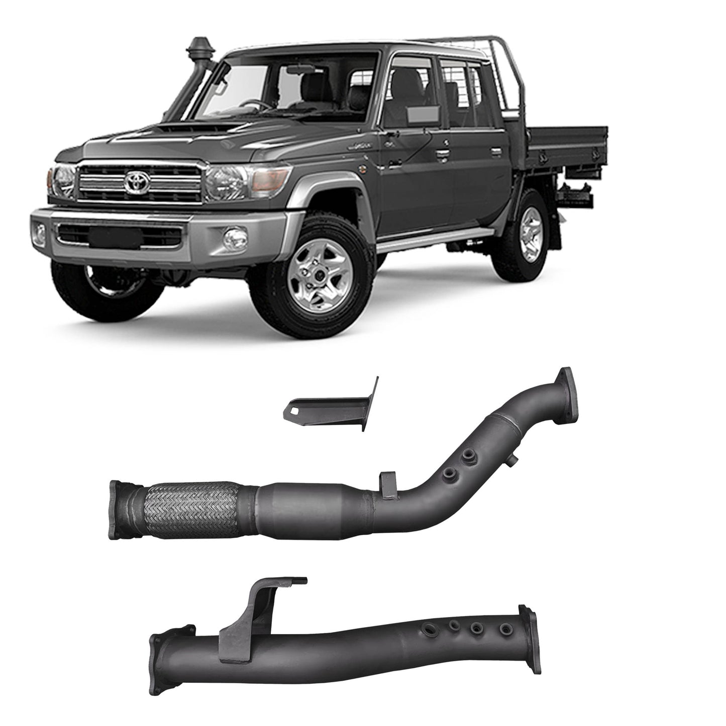 70 Series Land Cruiser Extreme Duty Exhaust DPF Adaptor Kit - 76 Series Wagon, 79 Series Single and Dual Cab (11/2016 - On)