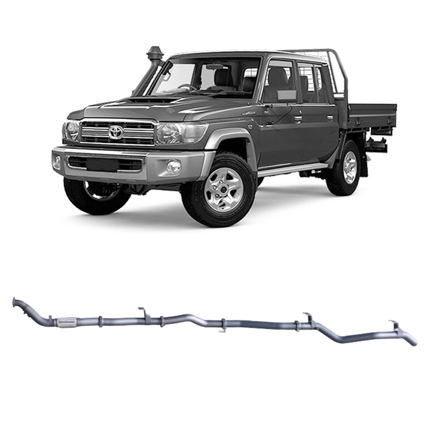 Toyota Land Cruiser Redback Extreme Duty Exhaust for Toyota Landcruiser 79 Series Double Cab with Auxiliary Fuel Tank (01/2012 - 10/2016)